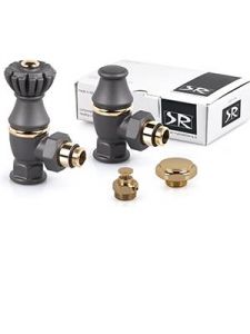SR Rubinetterie комплект серия Liberty 1/2” x 3/4” угловой, цвет: антрацит, арт. 0320-2000V00P