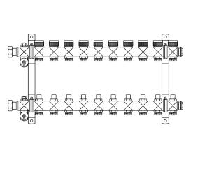 OVENTROP коллектор "Multidis SF" 1" с вентилями на девять контуров  